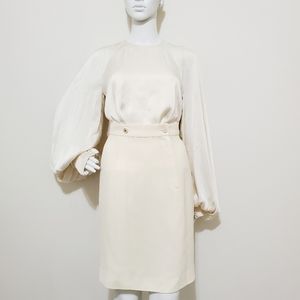 Authentic Chanel 1997 CC Logo Button Ivory Skirt